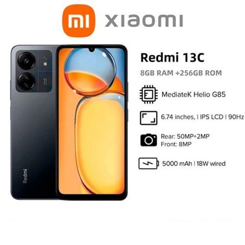 สมาร์ทโฟน Xiaomi Redmi 13C (RAM8GB & ROM256GB) จอแสดงผล 6.74 นิ้ว* 90Hz FHD* Face Unlock 5000mAh *รับประกันของแท้ 1 ปี