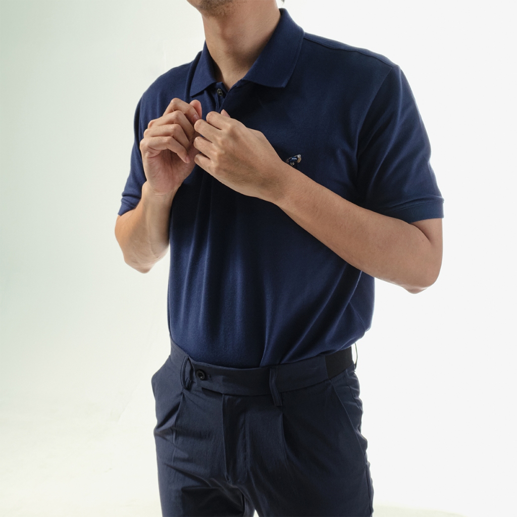 era-won เสื้อโปโลแขนสั้น ทรงสลิม Polo collection “ART TOY" สี Navy Blue