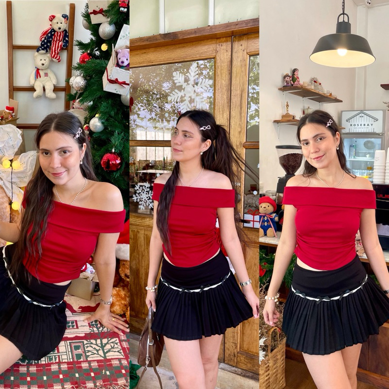 Penelope Top เสื้อเกาะอกปาดไหล่ ผ้ายูนิโคล่ สวยมาก ทรงพับใส่ง่าย