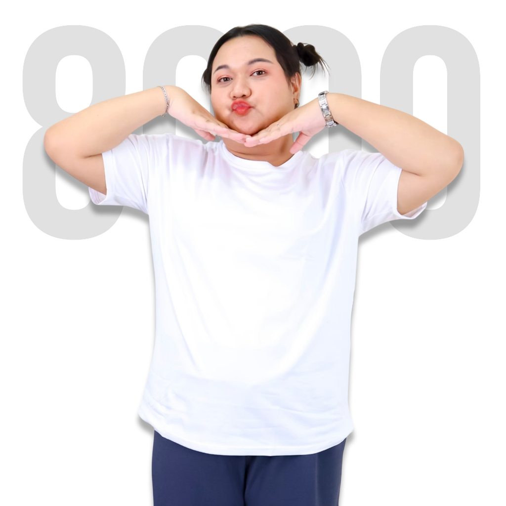 8000-สีพื้น# เสื้อยืด ไซส์ใหญ่ 6XL เสื้อคอกลม แขนสั้น สาวอวบ อกหน้าผ้า 50 นิ้ว ผ้าคอตตอนผสม