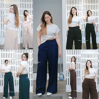 LUCY Pants⭐️ เอว24"-44" กางเกงขายาวเอวสูง ตะขอหน้าซิปหน้า พรางหุ่น พรางพุง กางเกงทำงาน ใส่เที่ยวได้ สาวอวบ