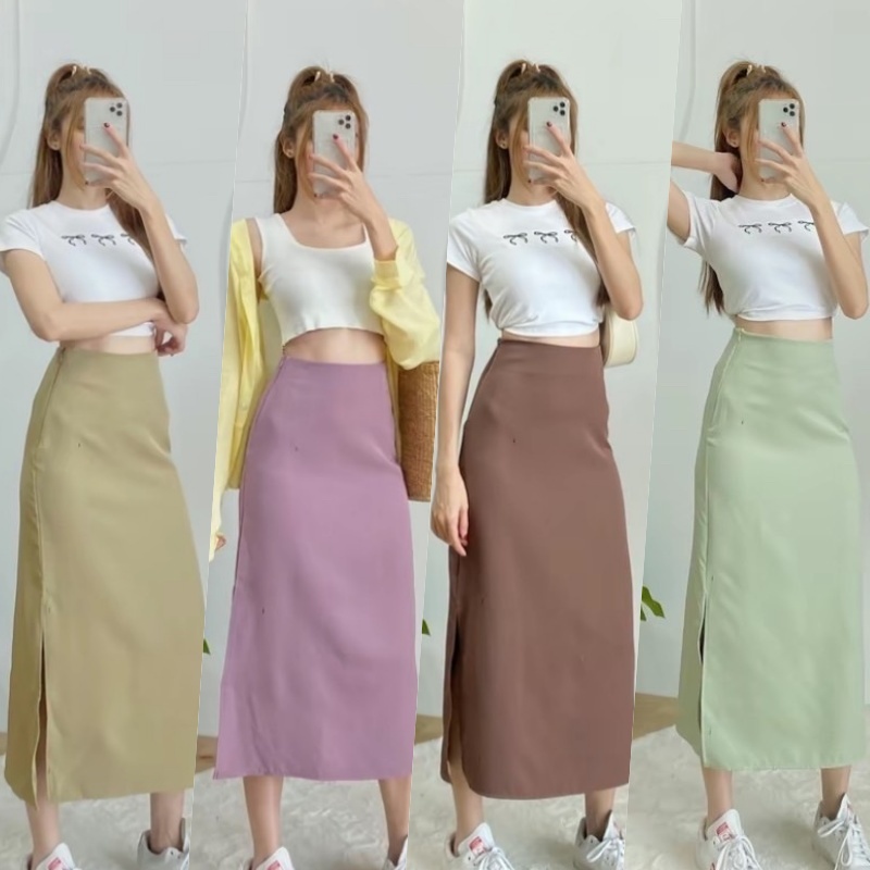 I'STYLE SK001 : WENDY SKIRT กระโปรงยาวผ่าข้าง
