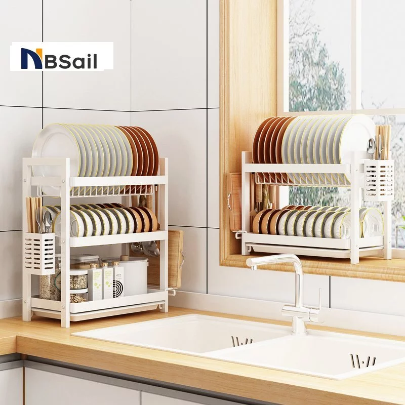 NBsail ชั้นคว่ำจาน ที่คว่ำจาน 2/3ชั้น ชั้นวางจาน ชั้นวางของในครัว สี ขาว kitchen dish racks