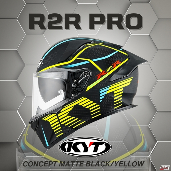หมวกกันน็อค KYT HELMETS รุ่น R2R PRO CONCEPT MATT BLACK/YELLOW