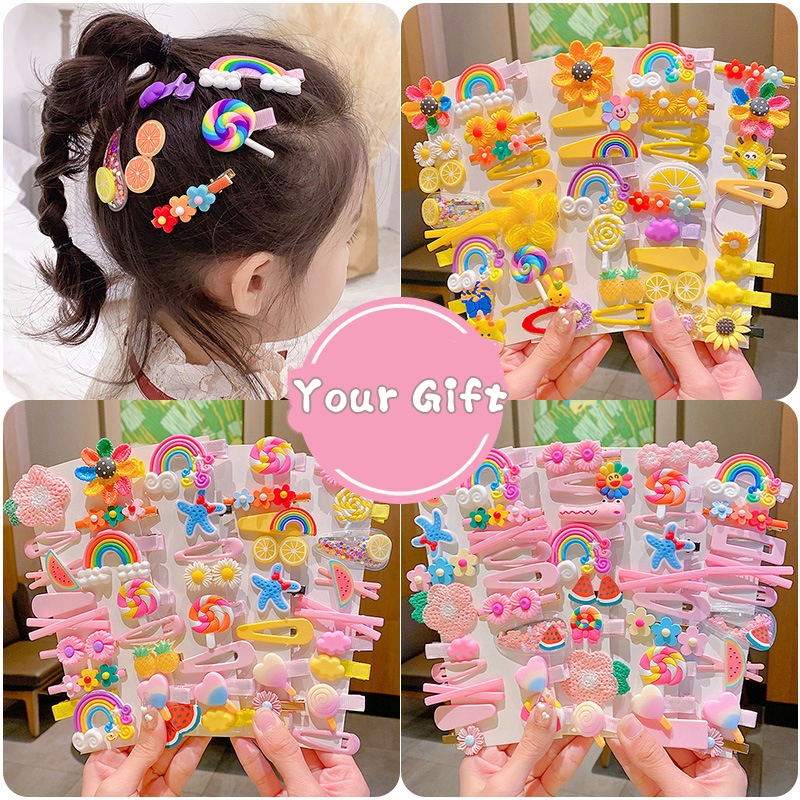 ✨ชุดคลิปเด็กหญิง14แบบ! แฟชั่นสีรุ้ง+ผลไม้+ลูกอม 🎀 ใช้ได้ทุกโอกาส ส่งเร็วมีสต็อก ของขวัญเซอร์ไพรส์