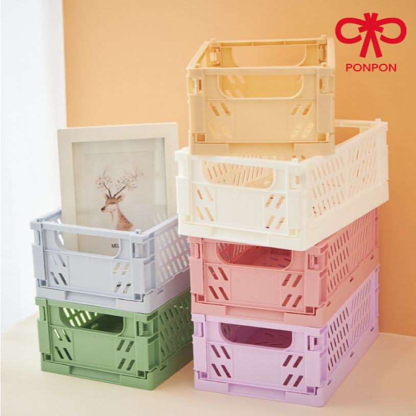 PONPON ตะกร้าใส่ของพับได้ อเนกประสงค์ พับเก็บได้ง่าย ใช้งานสะดวก