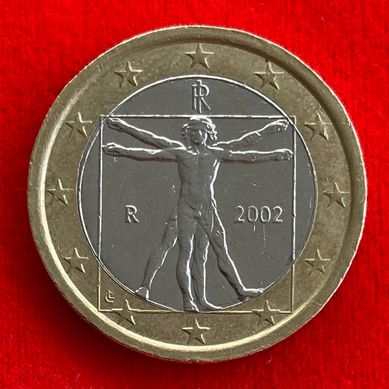 🇮🇹 เหรียญยูโร อิตาลี Italy 1 euro ปี 2002 เหรียญต่างประเทศ