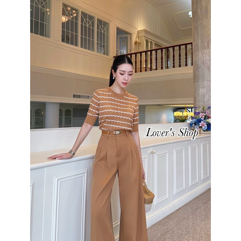 Lover's Shop เซ็ท3ชิ้นเสื้อถัก กางเกงผ้าสูทอัดกาว