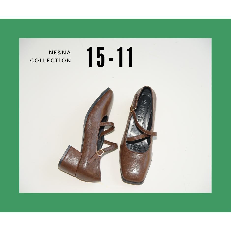 รองเท้าเเฟชั่นผู้หญิงเเบบคัชชูเเฟชั่นเปิดหน้าเท้าส้นปานกลาง No. 15-11 NE&NA Collection Shoes