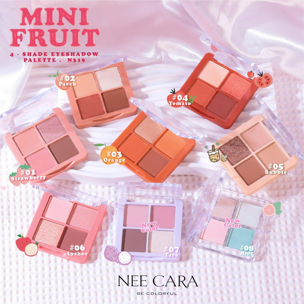 ♦️ส่งด่วน | อายแชโดว์ l N319 นีคาร่า มินิ ฟรุต โฟร์เฉด อายแชโดว์ พาเลท แต่งหน้า Nee Cara Mini Fruit Four Shadow Eyeshado