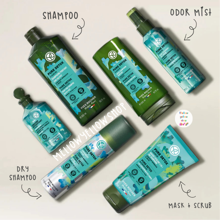 #ดีทอกซ์ อีฟ โรเช Yves Rocher Pure Detox With Organic Algae Purifying Shampoo / Hair mist / Dry sham