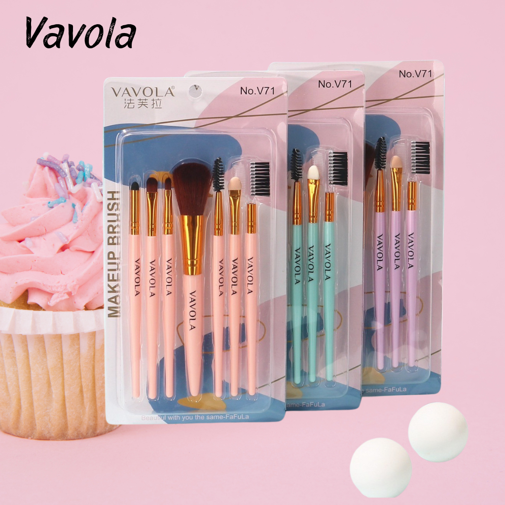 Vavola เซ็ตแปรงแต่งหน้า ชุดแปรงแต่งหน้า 7ชิ้น อุปกรณ์แต่งหน้า ขนแปรงนุ่ม แบบพกพาสะดวก