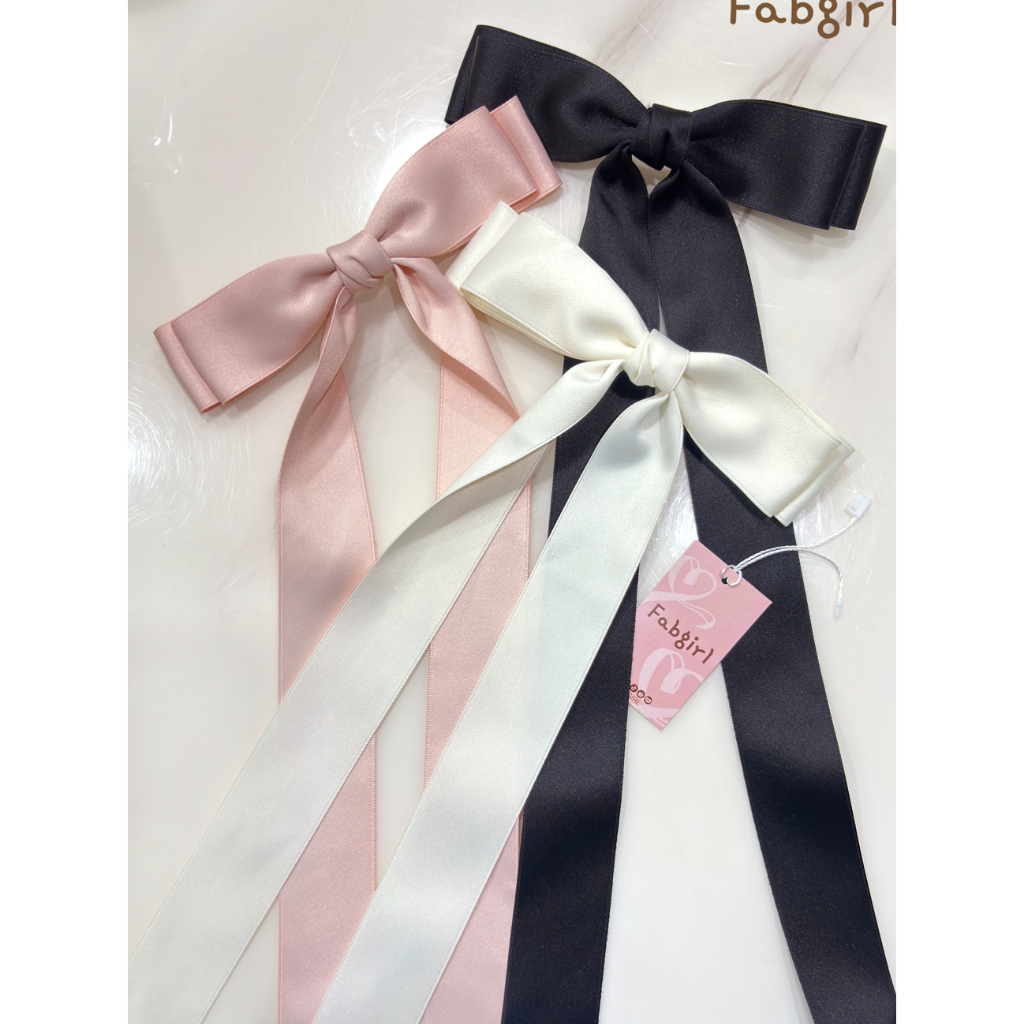 FABGIRL : FW24-A01 Princess bow โบว์ผูกผม กิ๊บโบว์ติดผม ( ขาวครีม / ชมพู / ดำ )