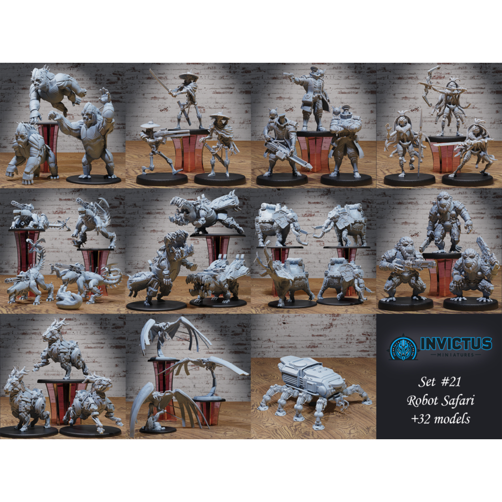 Robot Safari - โมเดลสำหรับ DnD miniaature, and other RPG's
