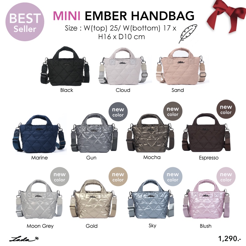 Lada กระเป๋าสะพายข้าง รุ่น Mini Ember มีหลายสี นุ่มอยู่ทรง น้ำหนักเบา ช่องเยอะ มีสายสะพายถอดและปรับได้
