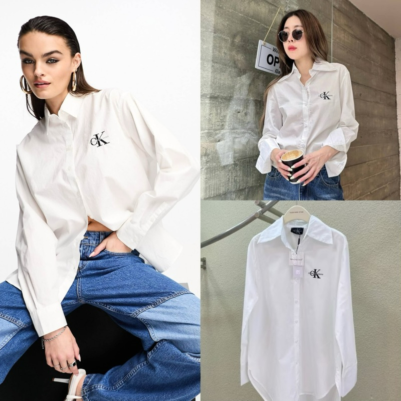 (พร้อมส่ง) Valen CVK Cotton Shirt เสื้อเชิ๊ตแบรนด์ดังงานปักโลโก้ผ้าคอตคอน
