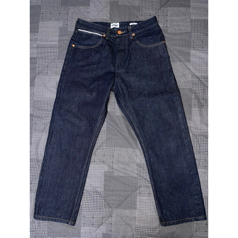 กางเกงยีนส์มือสอง Wrangler รุ่น MWZ ทรงกระบอก ผ้าดิบ 15oz.(ริมแดง)