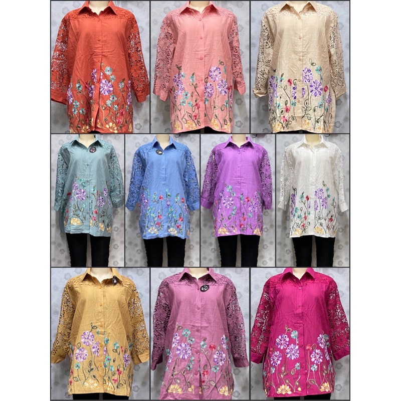เสื้อคอปกเชิ้ตอก50-52 นิ้วมีลายปักงานสวยปักด้านหน้า