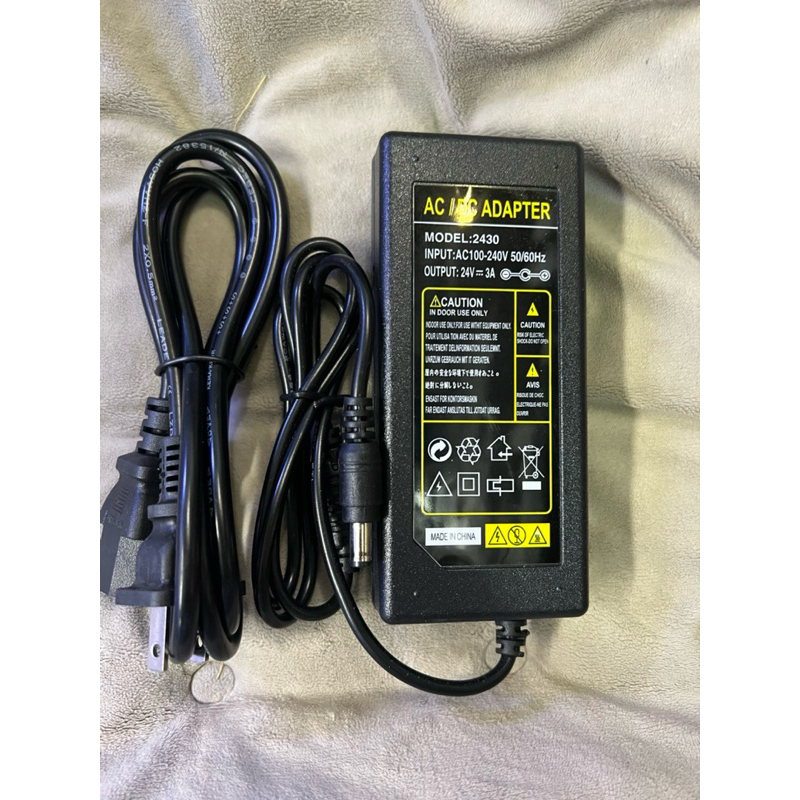 adapter 24 Vdc 3 A หัวขนาด 5.5 x 2.5 mm. หัวมาตราฐาน