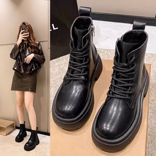 พร้อมส่งในไทย🚚Blackpink รองเท้าบูทมาร์ตินผู้หญิง รองเท้าส้นส…