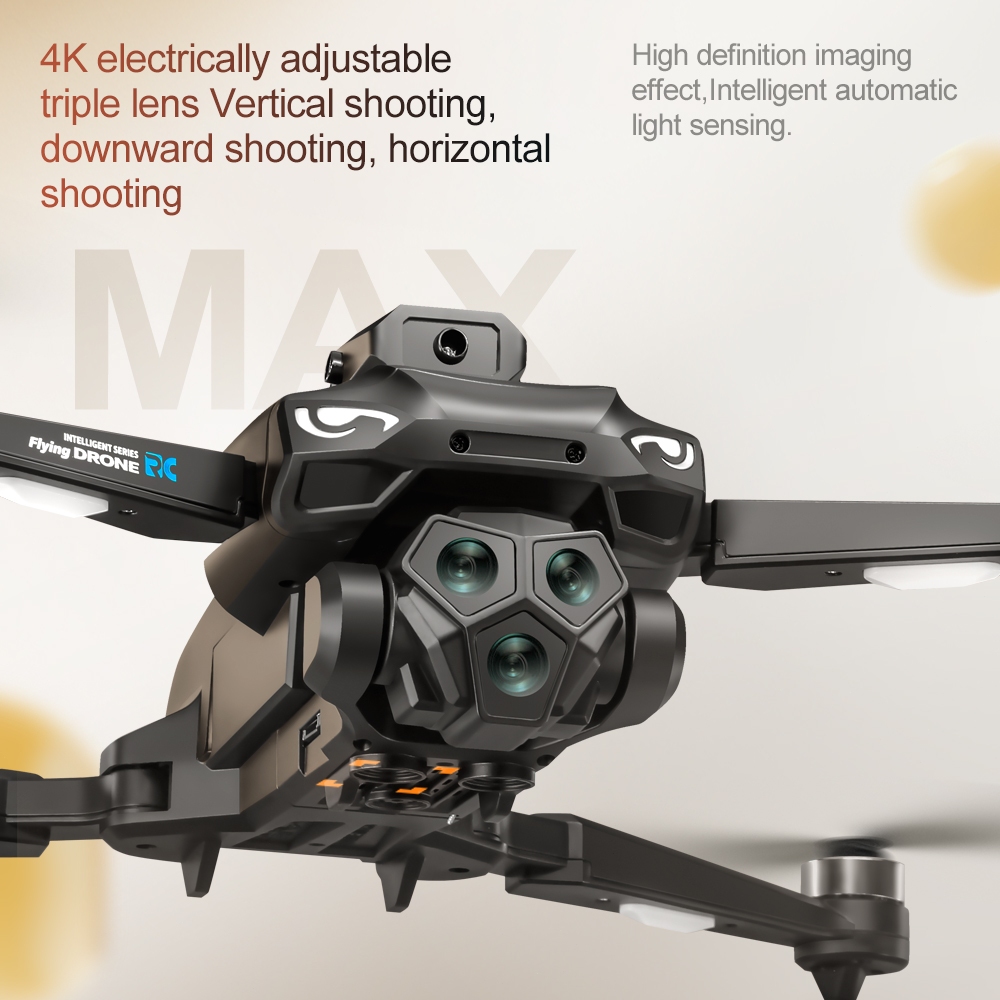 อัพเกรดด้วยหน้าจอ 4.5 นิ้วรีโมทคอนโทรล 4K Drone Eat Ultra Clear มุมกว้างปรับไฟฟ้า 3 เลนส์ Brushless ง่ายต่อการควบคุม