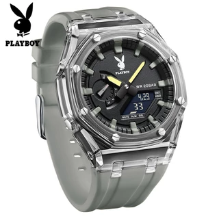 PLAYBOY สปอตสินค้า นาฬิกาผู้ชาย ยาง สายนาฬิกา กันน้ำ กีฬา หนุ่มสาว แฟชั่น รับประกัน 3 ปี นาฬิกาเดิม 100%