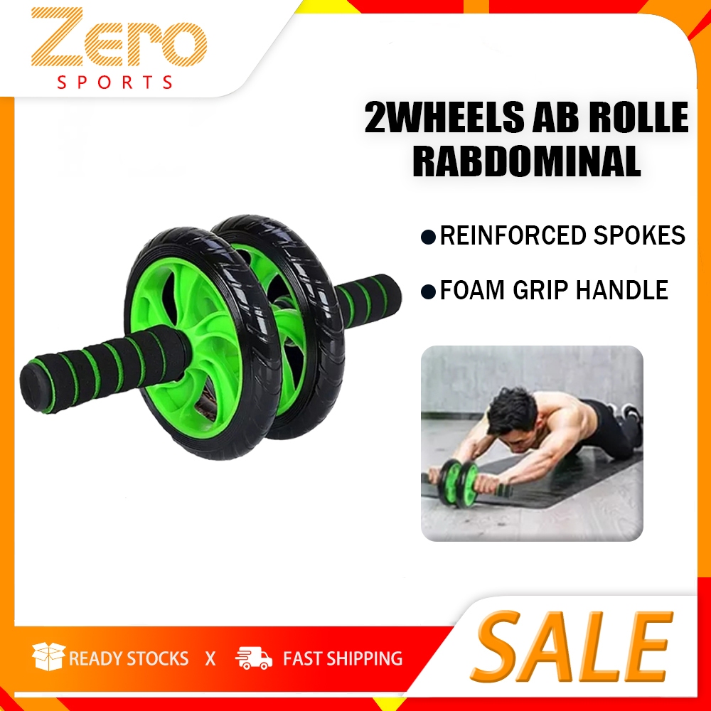 ลูกกลิ้ง บริหารหน้าท้อง 16 CM ลูกกลิ้งฟิตเนส AB Wheel ล้อออกกำลังกาย แบบล้อคู่ ฟรีแผ่นรองเข่า