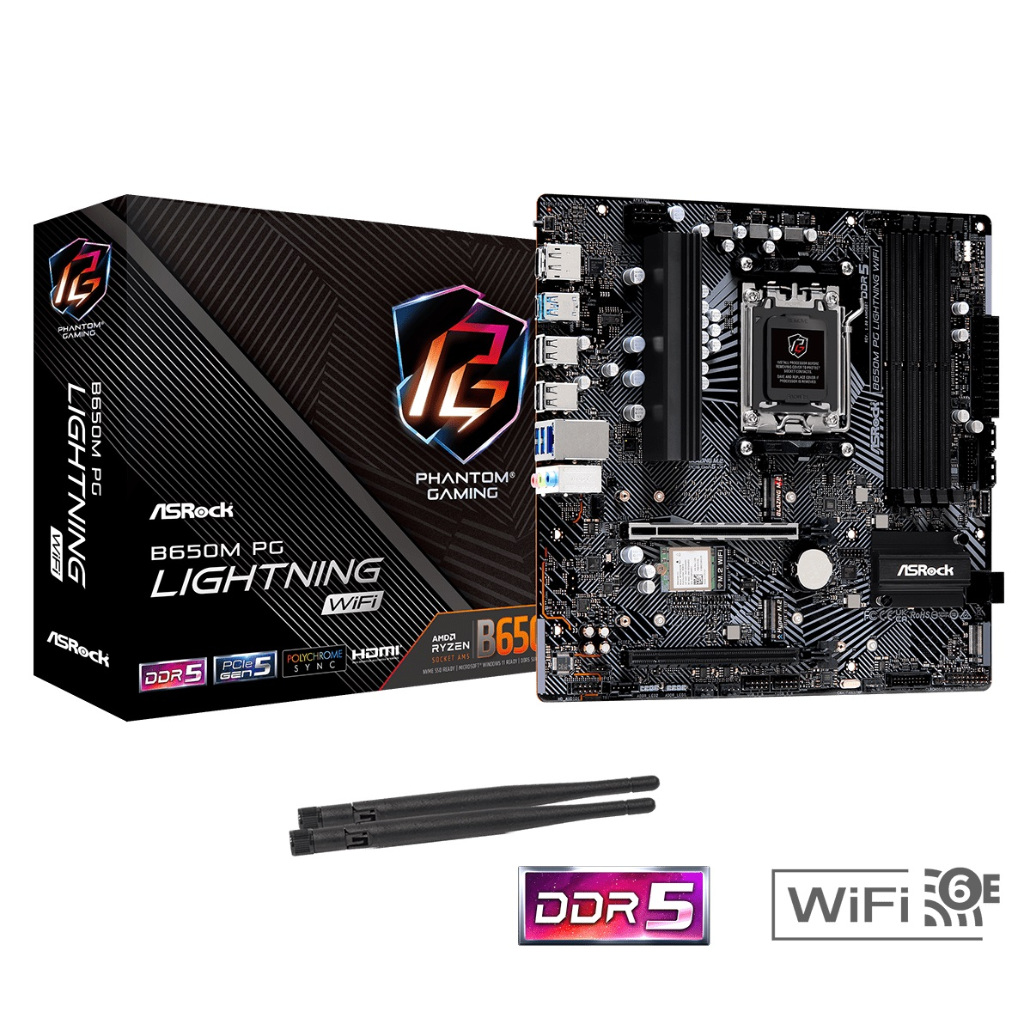 ASRock B650M PG Lightning WiFi AMD AM5 mATX Motherboard (เมนบอร์ด)