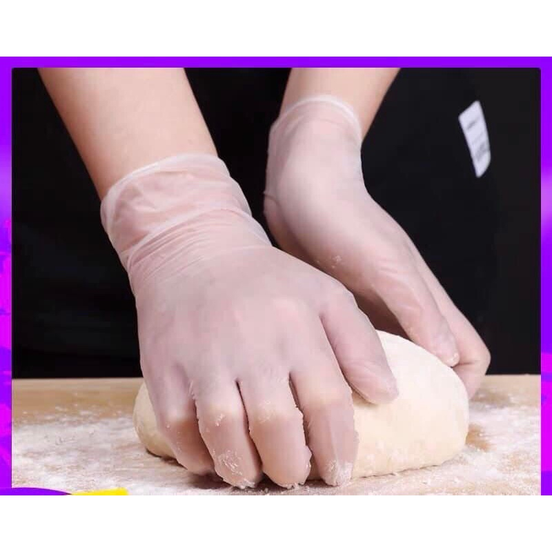 ถุงมือยาง PVC 100 ชิ้น  (Food Grade) ใส่ง่าย ยืดหยุ่นกระชับมือ