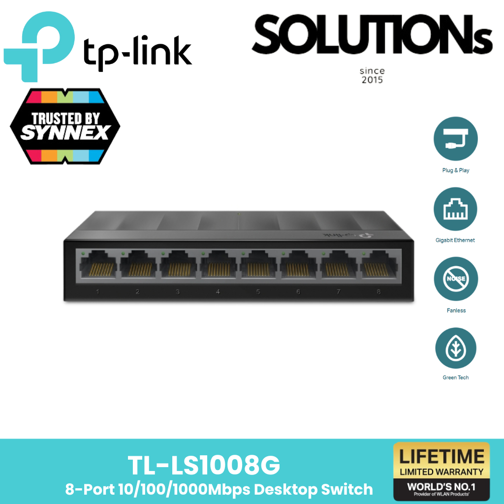 TP-Link ⚡️สวิตช์ฮับ⚡️ LS1008G 8-PORT 10/100/1000 MBPS DESKTOP SWITCH ประกันตลอดอายุการใช้งาน