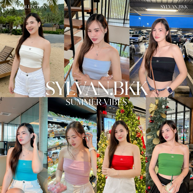 [พร้องส่ง] SUMMER VIBES TOP เกาะอกผ้าร่อง | SYLVAN.BKK