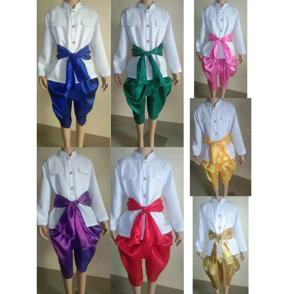 ชุดราชปะแตนเด็ก ผ้าไหมจีน 1 ชุดได้เสื้อ+โจงกระเบน+ผ้าคาดเอว