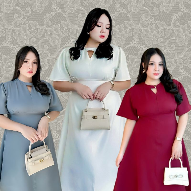 ชุดเดรสสาวอวบ  มีไซส์อก42-50นิ้ว  ใส่ทำงานได้ ออกงานได้ ผ้าดีทรงสวย #Peppermint_PlusSize (681)