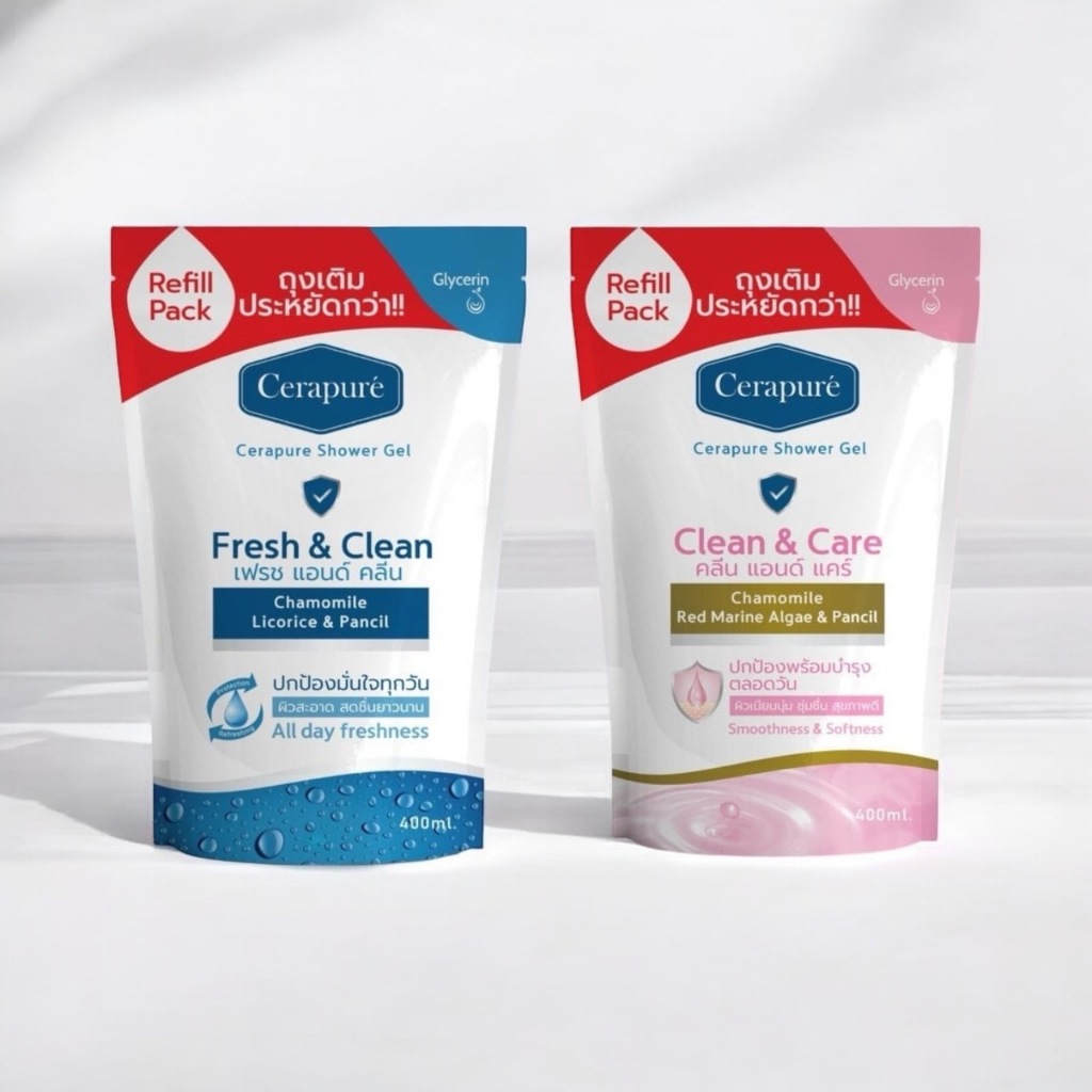 Cerapure เซราพิวเร่ สบู่เหลว (รีฟิล) แบบเติม เจลอาบน้ำ ผิวสะอาด สดชื่นยาวนาน พร้อมส่ง 400 ml