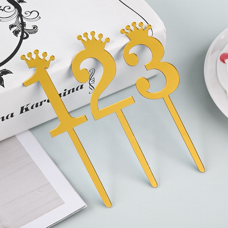 ป้ายปักเค้ก ป้ายอะคริลิคสีทอง ป้ายตัวเลข 0-9 สําหรับตกแต่งเค้กวันเกิด พร้อมส่ง🇹🇭 - รูปที่ 2