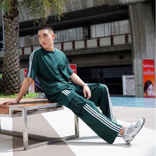 AMTAR ชุดเซ็ตเสื้อ กางเกงขายาวคาร์โก้ OVER SIZE แต่ง 3 แถบ มีกระเป๋าข้าง - Clothing, ผู้ชาย