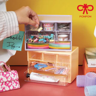 PONPON ลิ้นชักเก็บของอเนกประสงค์ 6 ช่อง ช่วยจัดระเบียบบนโต๊ะ แข็งแรง จุของได้เยอะ