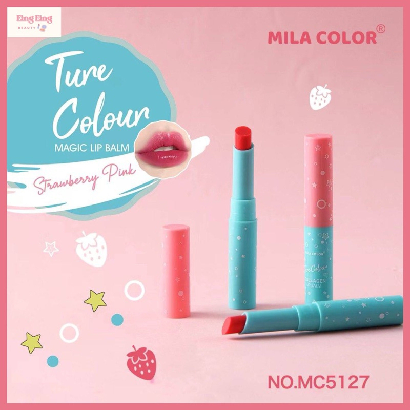 (MC5127) MILA COLOR Magic Lip Balm สี Strawberry Pink ลิปมัน มีสี ให้ความชุ่มชื้น 24 ชม.