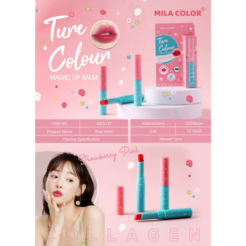 (MC5127) MILA COLOR Magic Lip Balm สี Strawberry Pink ลิปมัน มีสี ให้ความชุ่มชื้น 24 ชม. - รูปที่ 3