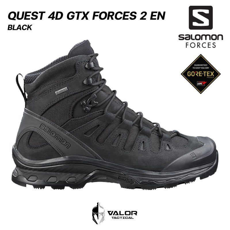 Salomon - Quest 4D GTX Forces 2 EN [Black] รองเท้าเดินป่า ทหาร คอมแบท รองเท้าผู้ชาย วัสดุกันน้ำ ทนทา