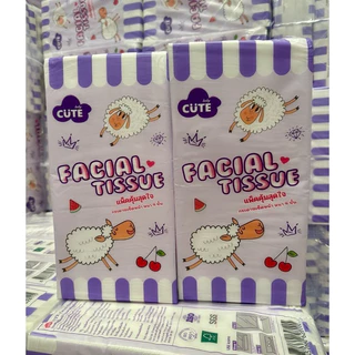 ทิชชู่แบบแขวน Cute ลายน้องแกะ เช็ดหน้า และร่างกายได้ 1280 แผ่น หนา4ชั้น แบบดึง กระดาษทิชชู่