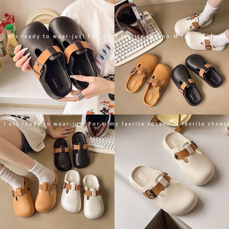 แฟชั่นใหม่ รองเท้าแตะผู้หญิงหัวโตเปิดส้นแบบสวม  พื้นหนา3cm   #2508# - รูปที่ 7