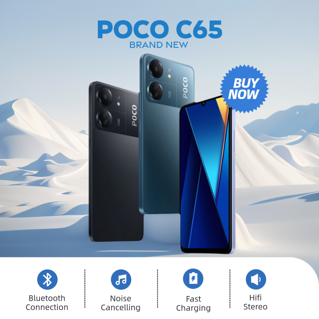 POCO C65 (8GB+256GB) 6.74 นิ้ว 90Hz โทรศัพท์ MediaTek Helio G85 แบตเตอรี่ 5000mAh รับประกัน 12 เดือน