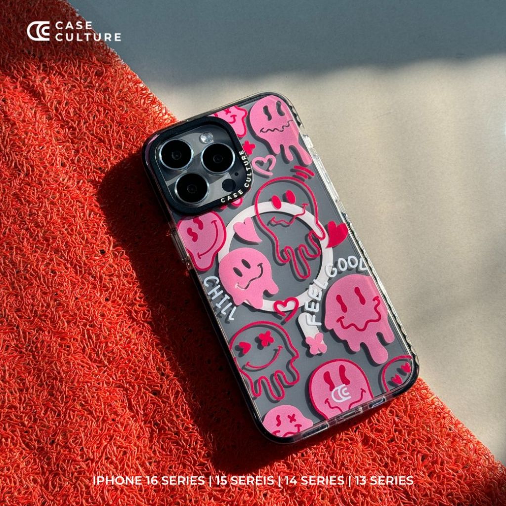 ลาย Feel Good Dripping Pink Smiley เคสกันกระแทก iPhone แบรนด์ Case Culture