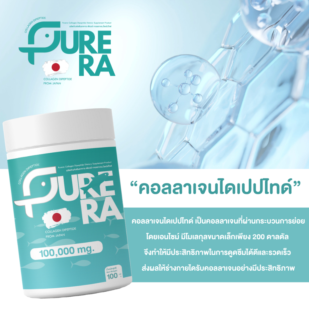 Collagen Dipeptide - คอลลาเจนเพียว 100% นำเข้าจากประเทศญี่ปุ่น 100 กรัม