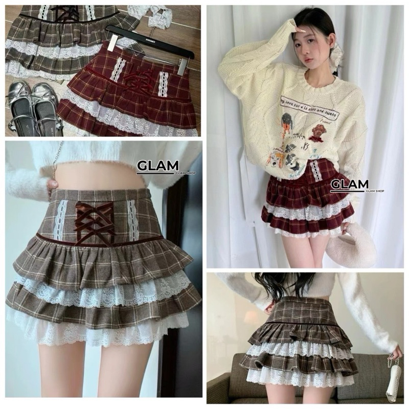 glam กระโปรงระบายสั้นสไตล์ลูกคุณ +เผื่อ 1 ไซส์