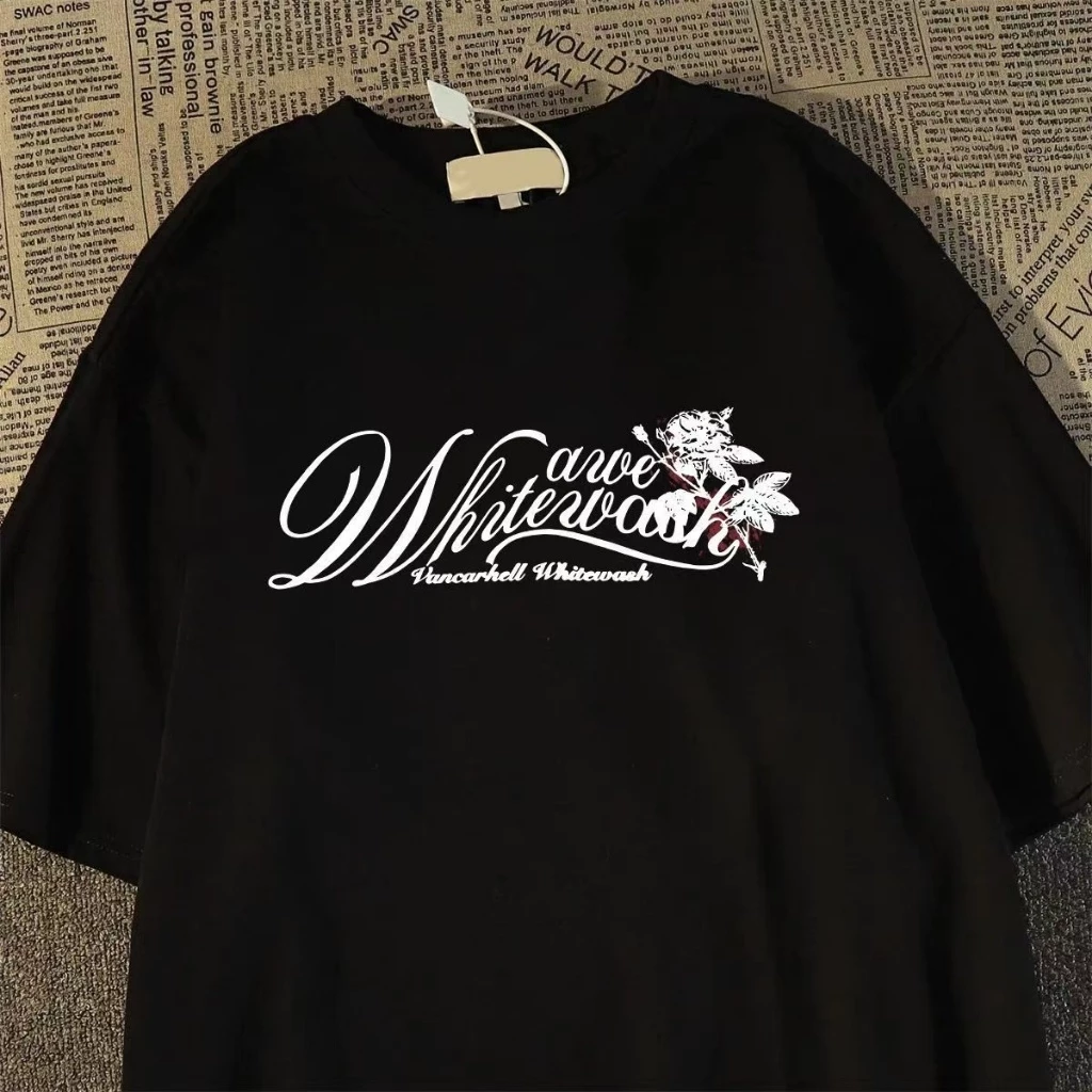 เสื้อยืดแขนสั้น ลายสกรีนหน้าหลัง ลายดอกกุหลาบ thumbnail 4
