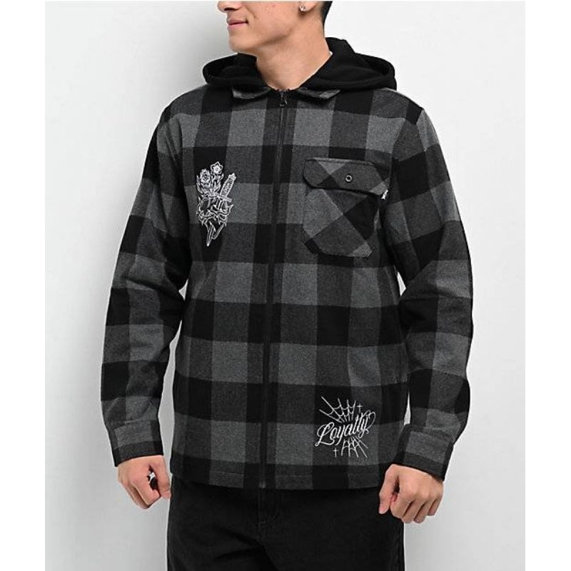DGK Monterey Black Hooded Flannel Jacket