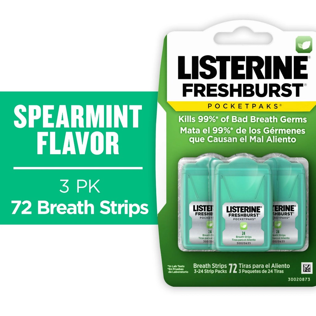 Listerine Freshburst Pocketpaks Breath Strips Kills Bad Breath Germs แผ่นแปะลิ้น ระงับกลิ่นปาก