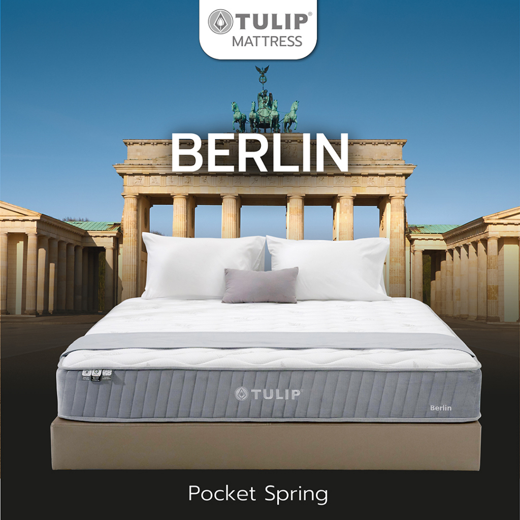 ที่นอน TULIP รุ่น Berlin (เบอร์ลิน) ที่นอนระบบพ็อกเก็ตสปริงแบบกล่องสุญญากาศ หนา 10 นิ้ว รับประกัน 10